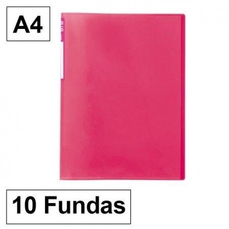 Carpeta A4 rosa 10 fundas
