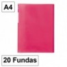 Carpeta A4 rosa 20 fundas