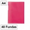 Carpeta A4 rosa 40 fundas