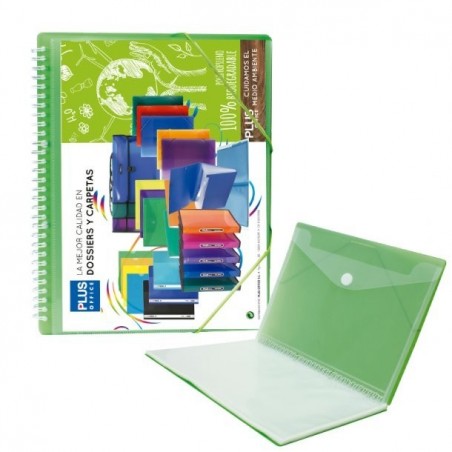 Carpeta Fundas Plus Espiral Goma 20F Verde