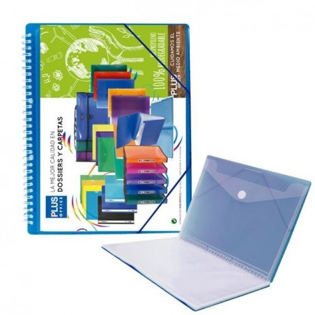 Carpeta Fundas Plus Espiral Goma 40F Azul