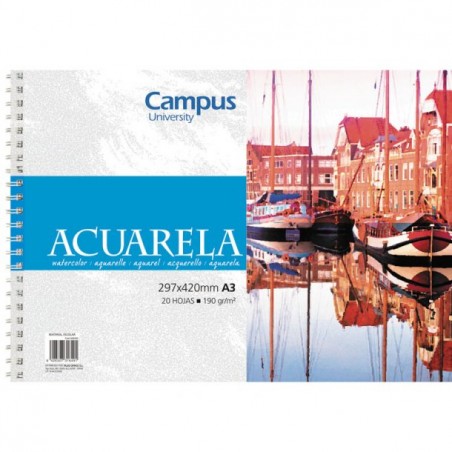 Bloc Acuarela 190g A3 Campus 20 Hojas