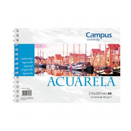Bloc Acuarela 190g A4 Campus 20 Hojas
