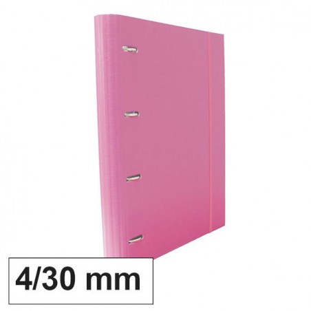 Carpeta Cartón Plus 4a 25mm Gomas con Recambio Rosa