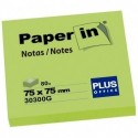 BLOC NOTAS ADHESIVAS REPOSICIONABLES PAPER IN VERDE FLUOR 75X75MM