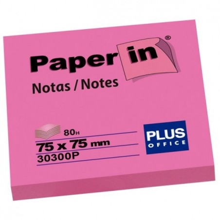 BLOC NOTAS ADHESIVAS REPOSICIONABLES PAPER IN ROSA FLUOR 75X75MM